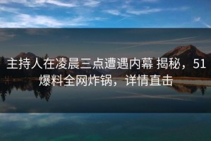 主持人在凌晨三点遭遇内幕 揭秘，51爆料全网炸锅，详情直击