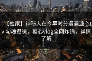 【独家】神秘人在今早时分遭遇溏心tv 勾魂摄魄，糖心vlog全网炸锅，详情了解
